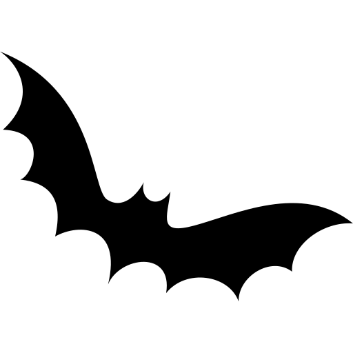 Black silhouette icon of a flying bat